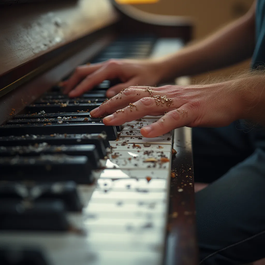Grupo de músicos colaborando, piano y guitarra visibles